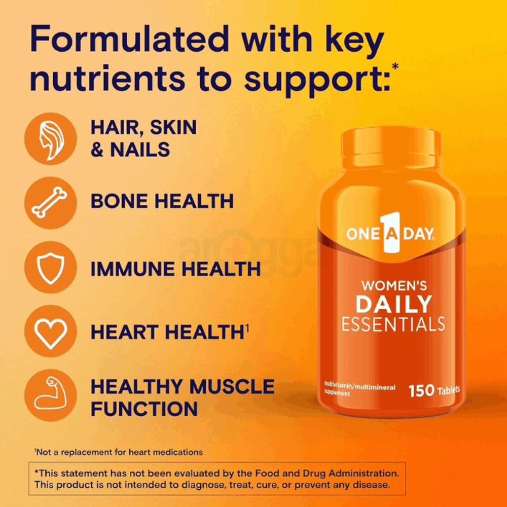 One-A-Day Multi for Women Vitamins,Support Hair, Skin & Nails with Zinc, Folic Acid & B Vitamins, 150 Tab  
