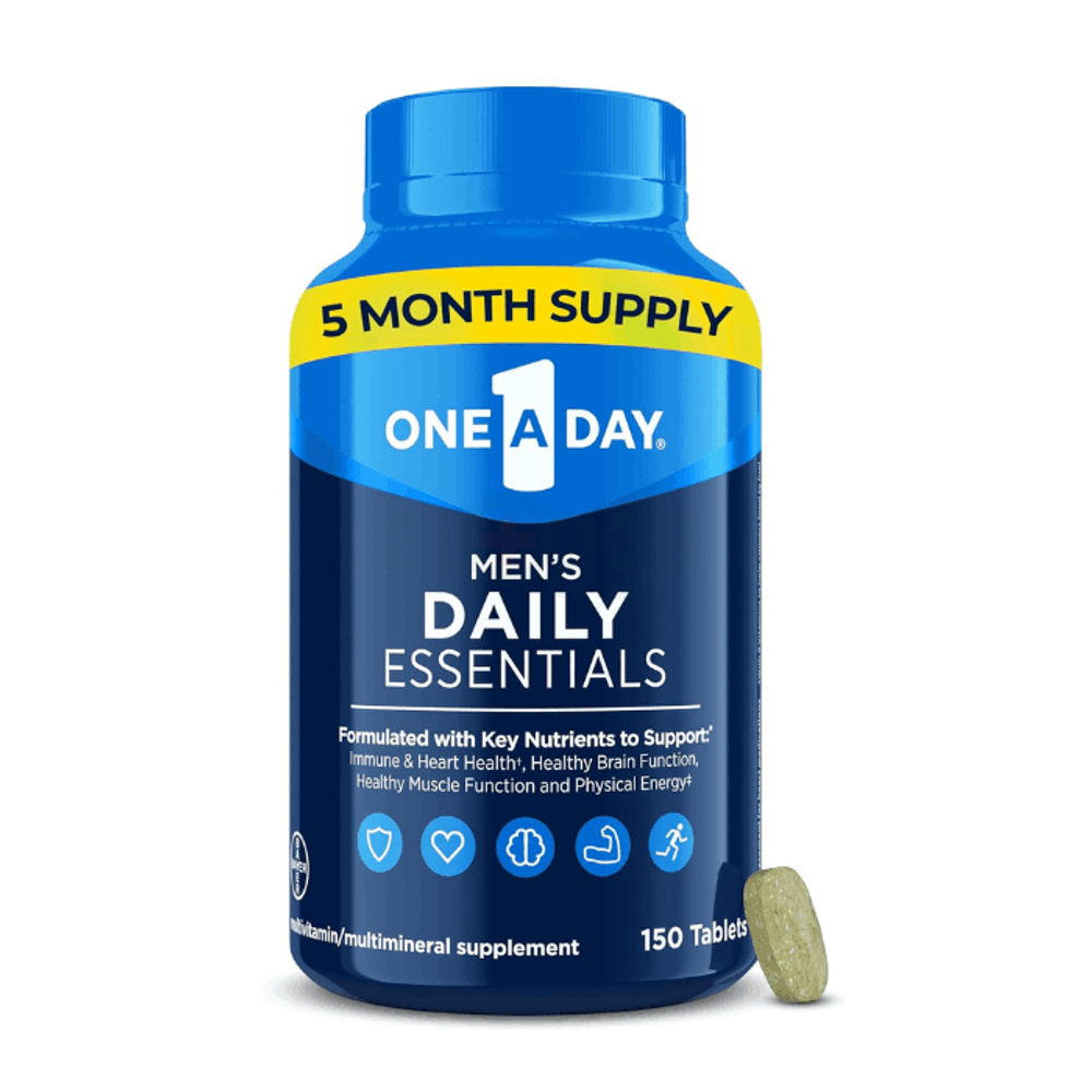 One A Day Men’s Multivitamin Daily Essentials, Multivitamin for Men and Immune Health with Vitamin B12, Vitamin C, and Zinc, 150 Tab  