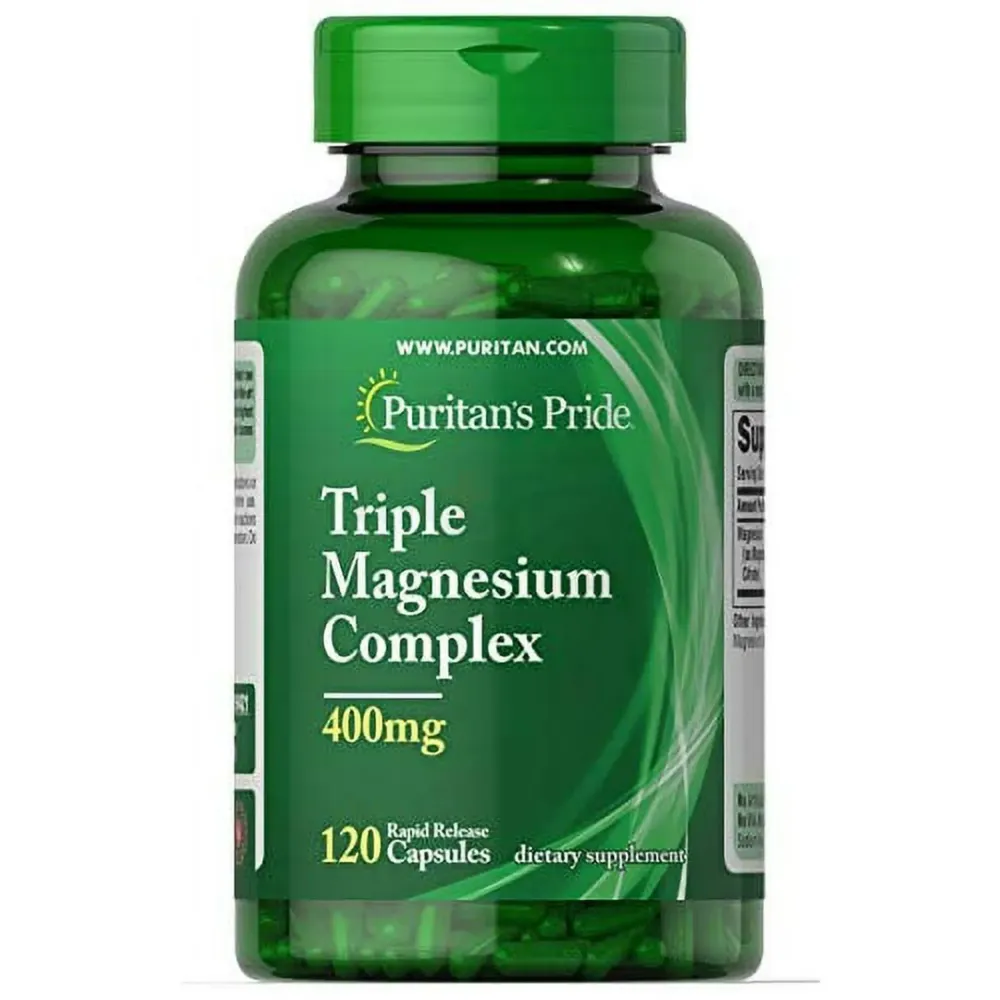Puritan's Pride Triple Magnesium Complex, 400mg, Helps Maintain Healthy Bones, 120 Capsules  