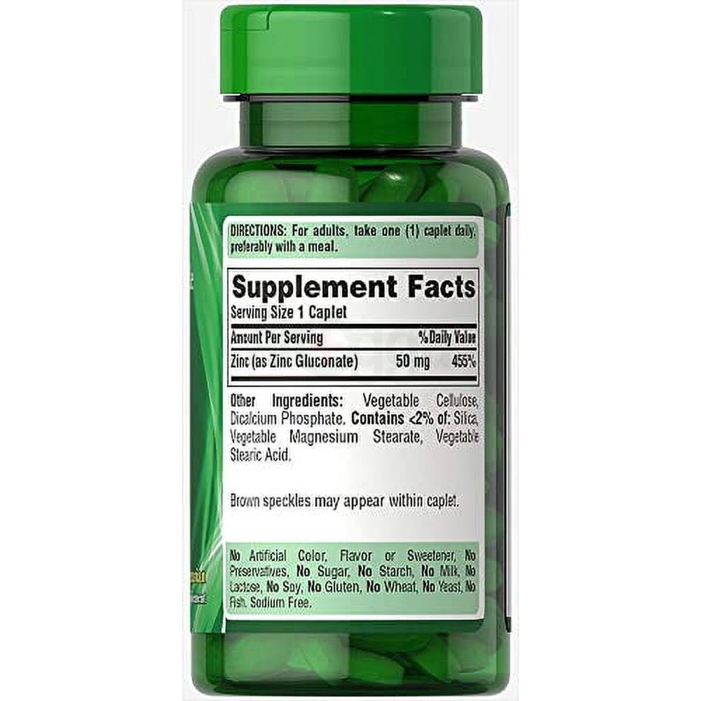 Puritan's Pride Zinc 50 mg-100 Caplets  