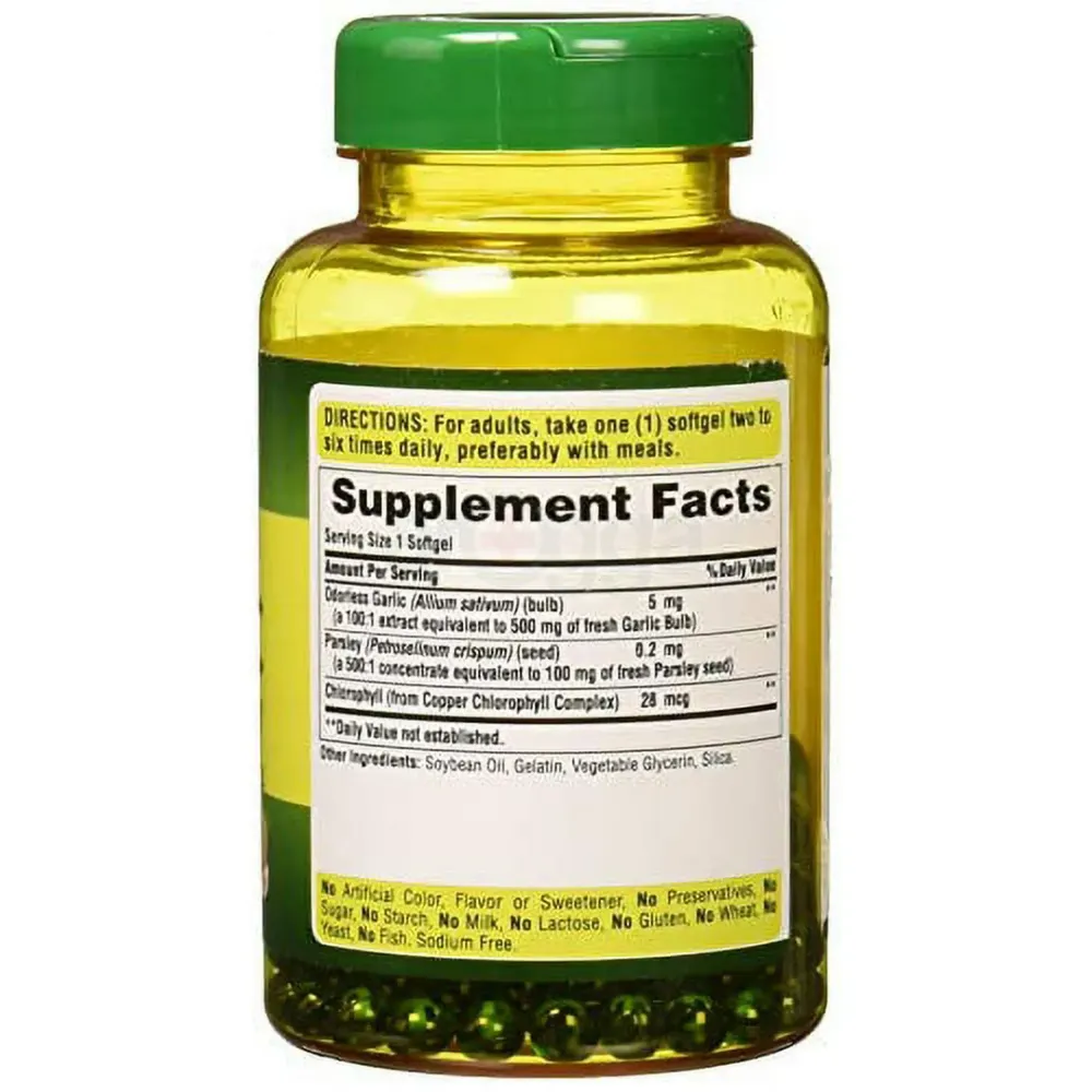 Puritans Pride Odorless Garlic & Parsley 500 Mg / 100 Mg, 250 Count  