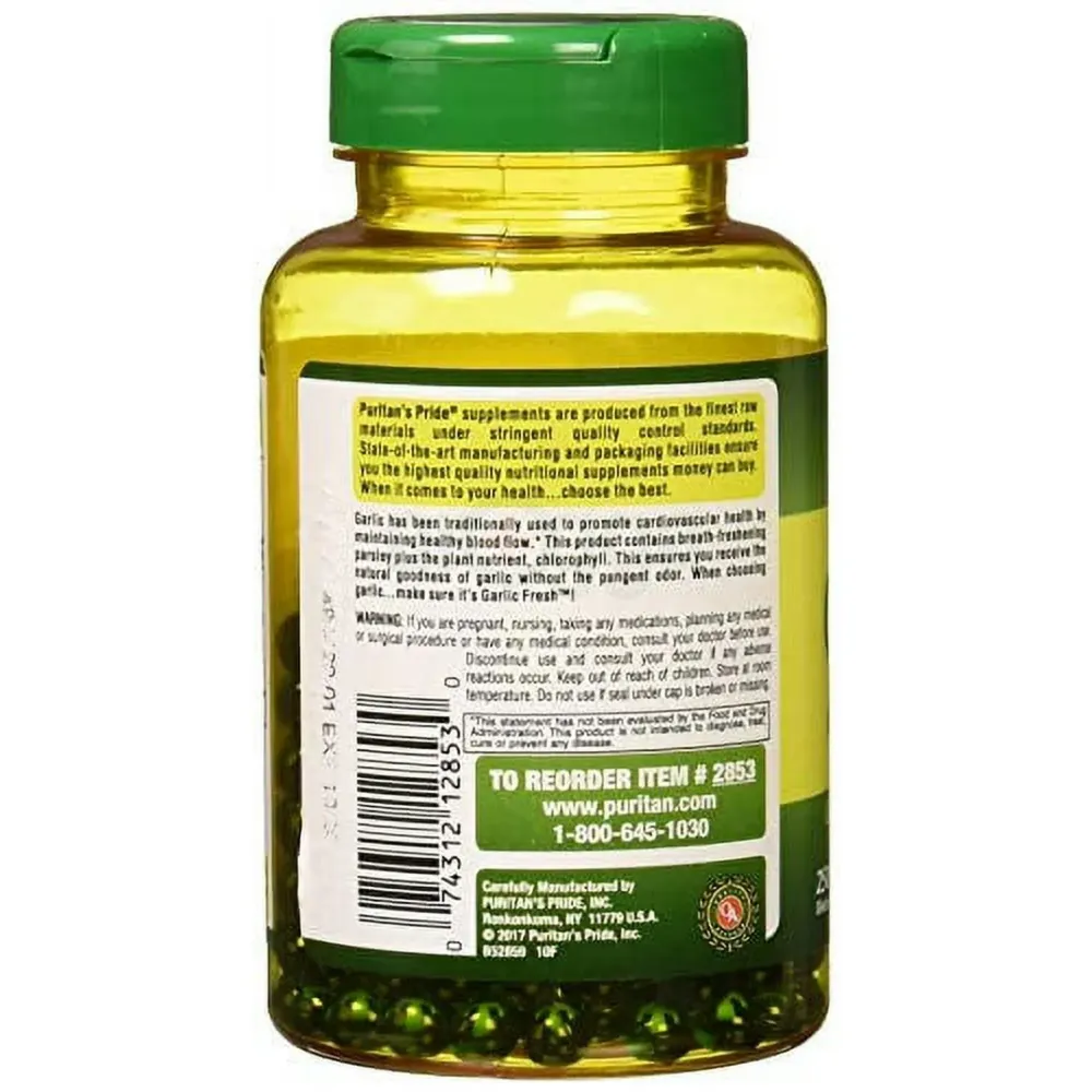 Puritans Pride Odorless Garlic & Parsley 500 Mg / 100 Mg, 250 Count  
