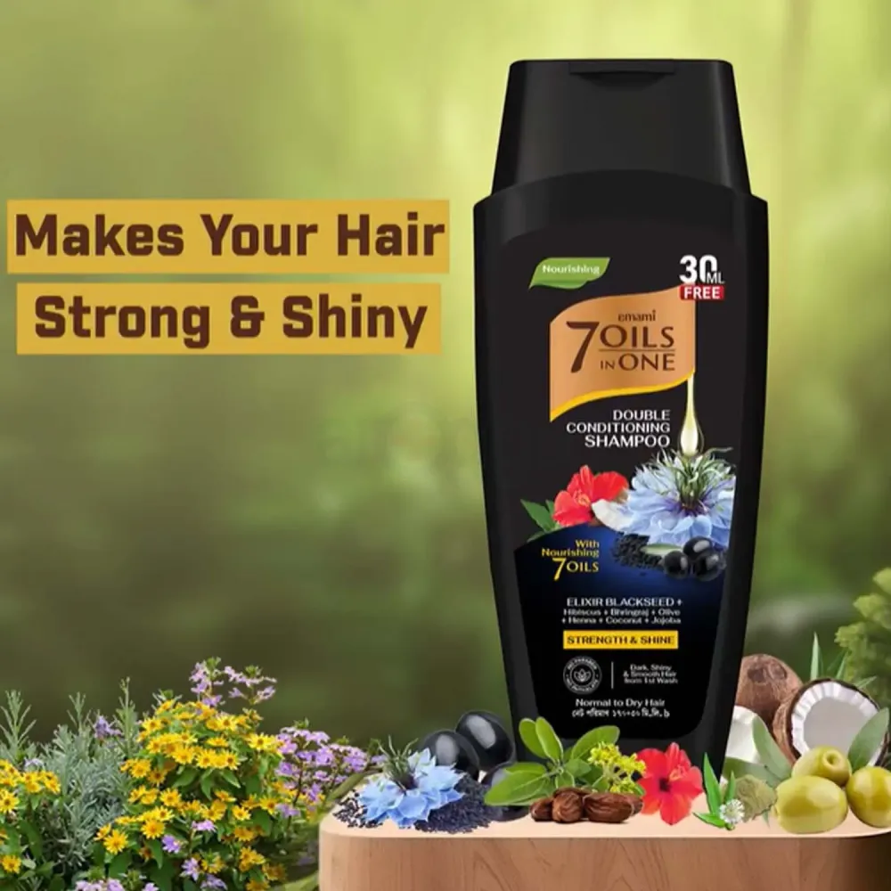 Emami 7 Oils in One Double Conditioning Shampoo with Elixir Blackseed 170ml (30ml Free)  