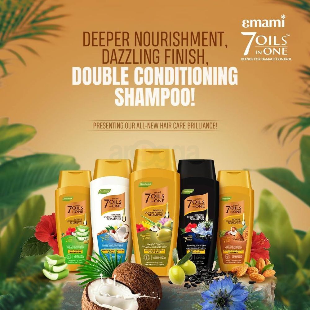 Emami 7 Oils in One Double Conditioning Shampoo with Elixir Blackseed 170ml (30ml Free)  