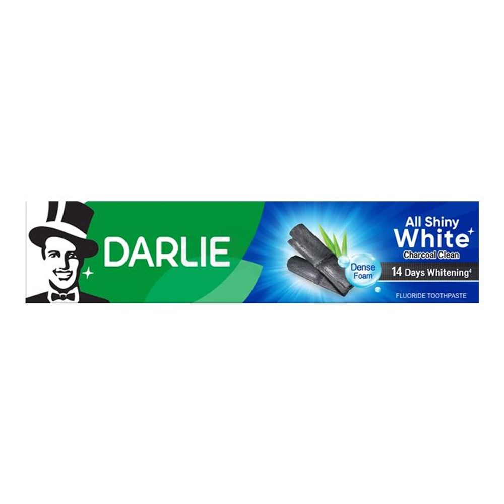Darlie All Shiny White Charcoal Clean Fluoride Toothpaste with Dense Foam & 14 Days Whitening Formula  