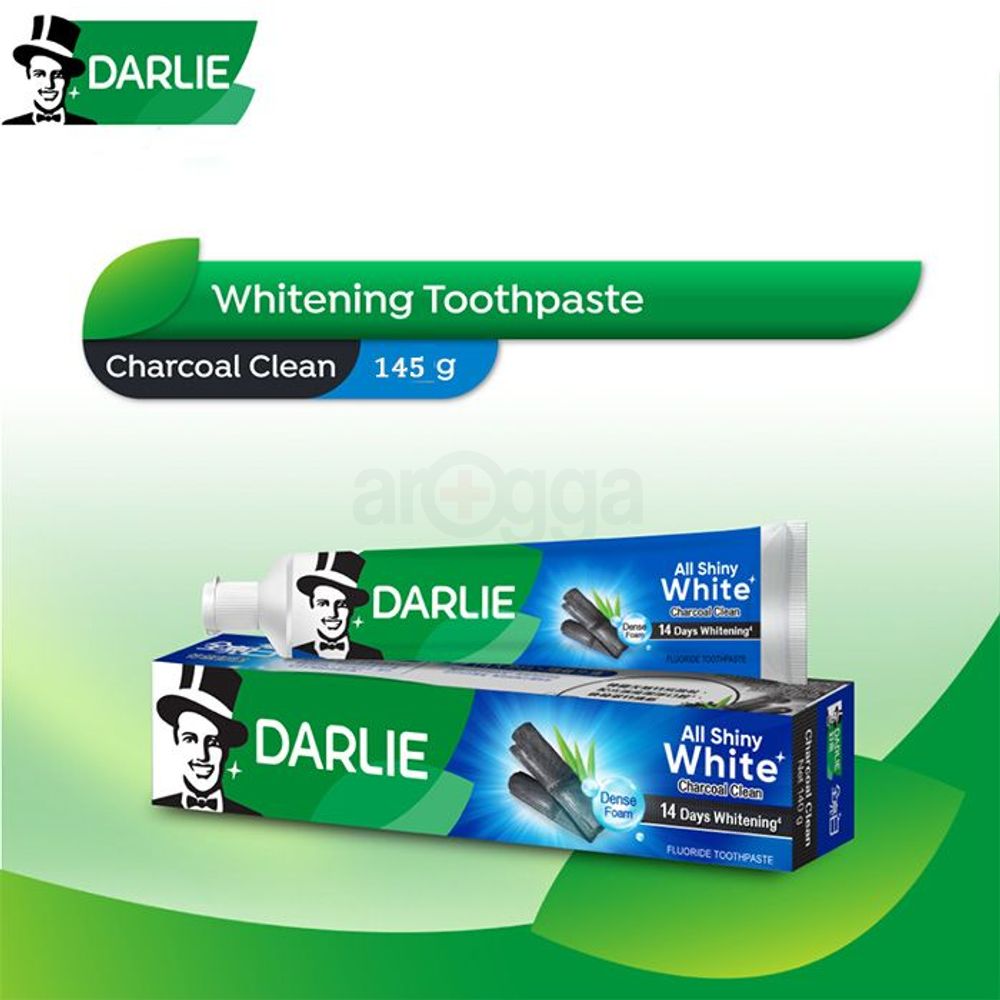 Darlie All Shiny White Charcoal Clean Fluoride Toothpaste with Dense Foam & 14 Days Whitening Formula  
