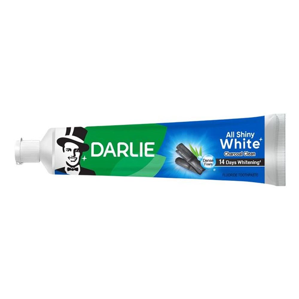 Darlie All Shiny White Charcoal Clean Fluoride Toothpaste with Dense Foam & 14 Days Whitening Formula  