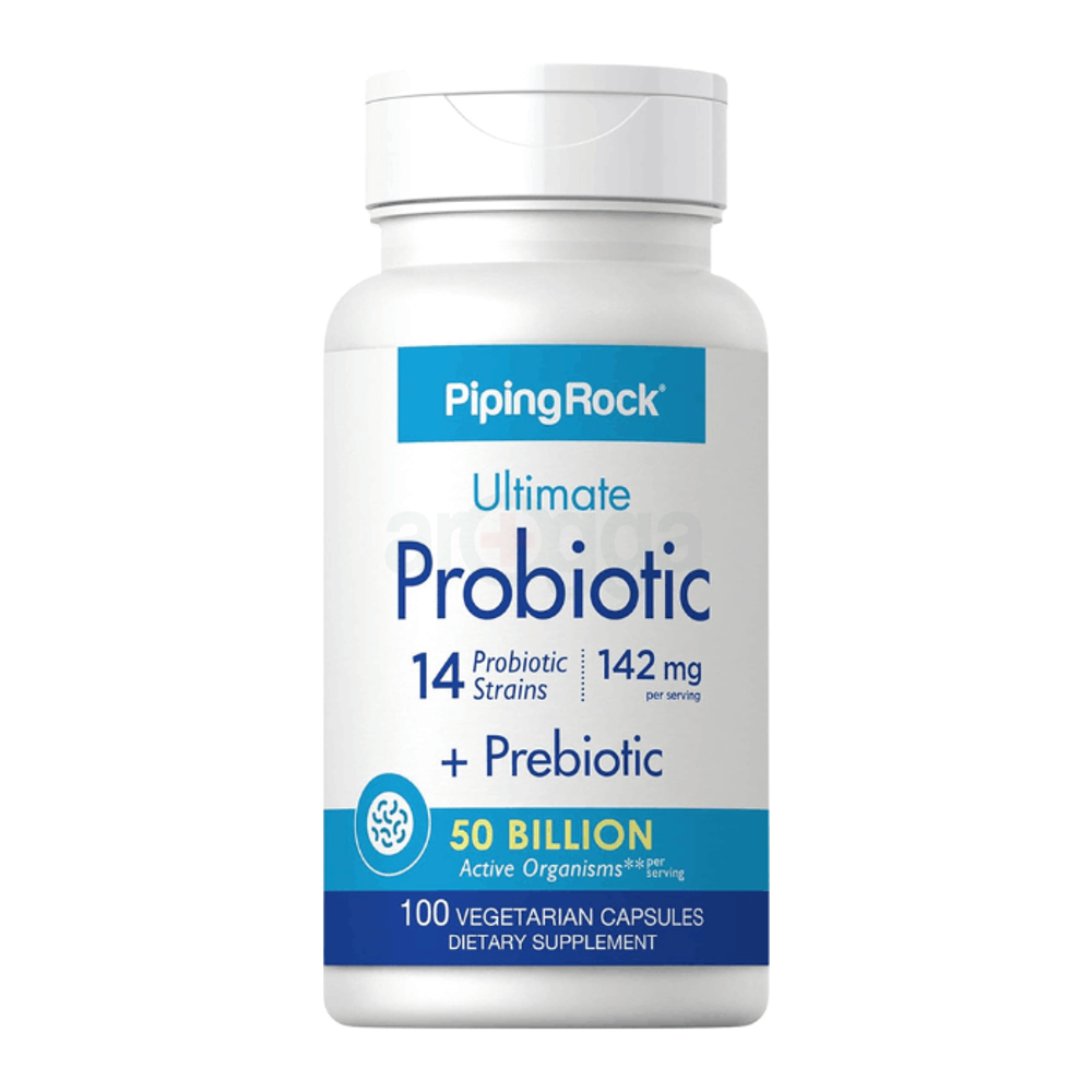 Piping Rock Probiotics with Prebiotics | 100 Vegetarian Capsules | 14 Strains 50 Billion Organisms | Non-GMO, Gluten Free Supplement  