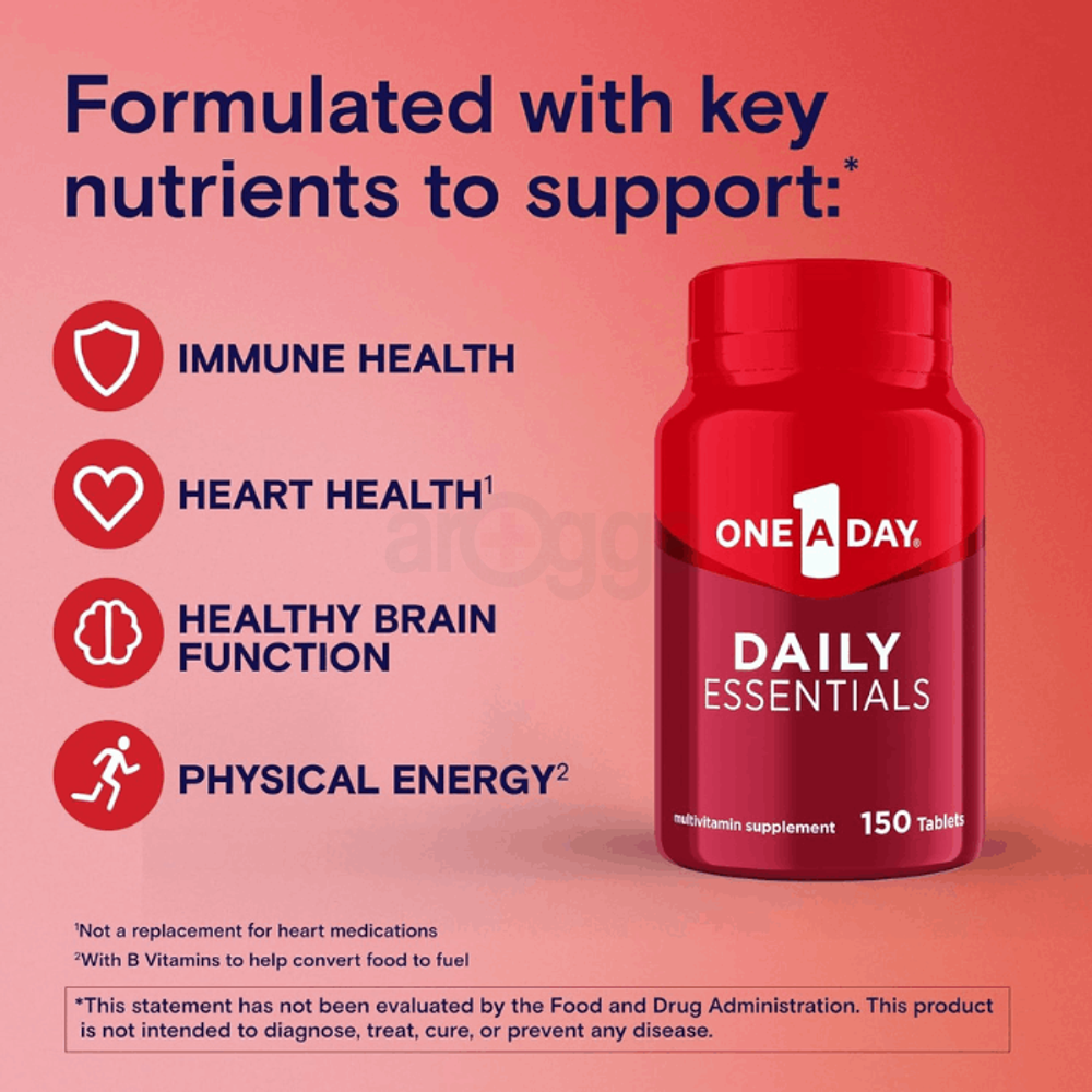 One-A-Day Daily Essentials, Multivitamin for Women & Men,Vitamin D, Vitamin B12, and Vitamin E, 150 Count​  