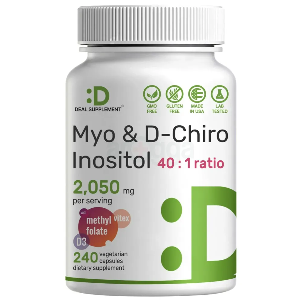 Myo-Inositol & D-Chiro Inositol Supplement for Women (40:1) 240 Veggie Capsules   