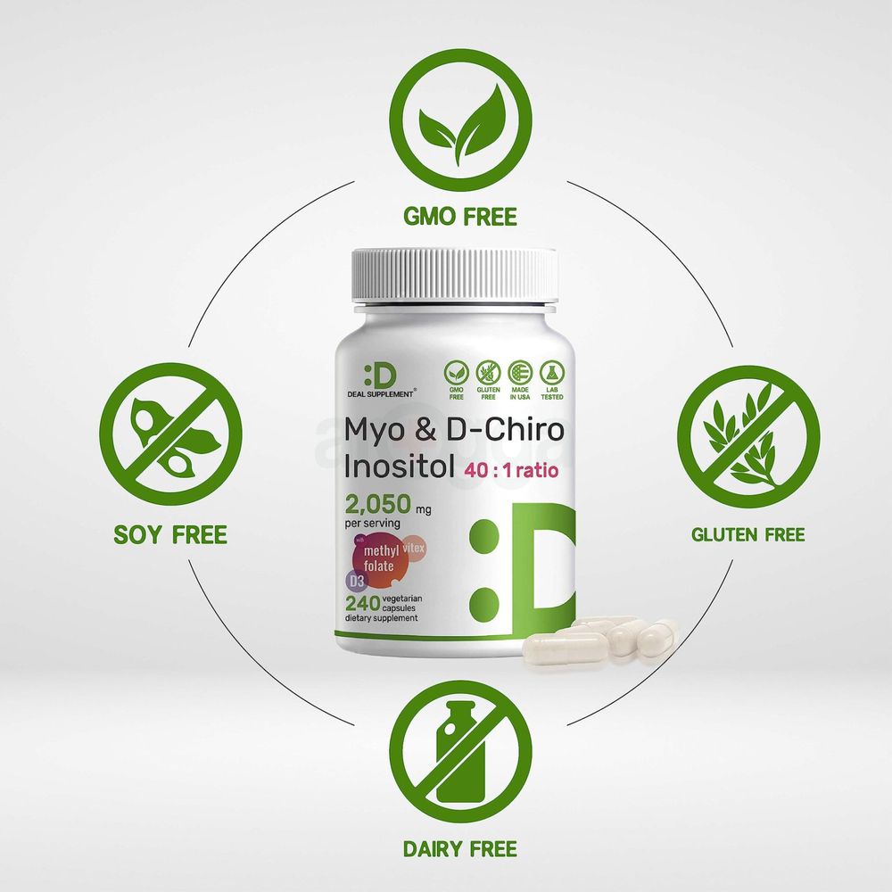 Deal Supplement Myo-Inositol & D-Chiro Inositol Supplement (40:1) 2,050mg Per Serving, 240 Veggie Capsules  