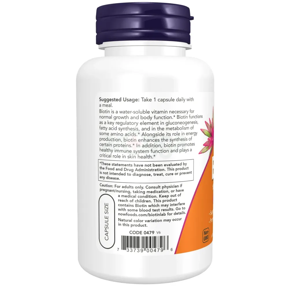 NOW Supplements, Biotin 10mg (10,000 mcg), Extra Strength, Energy Production*, 120 Caps  