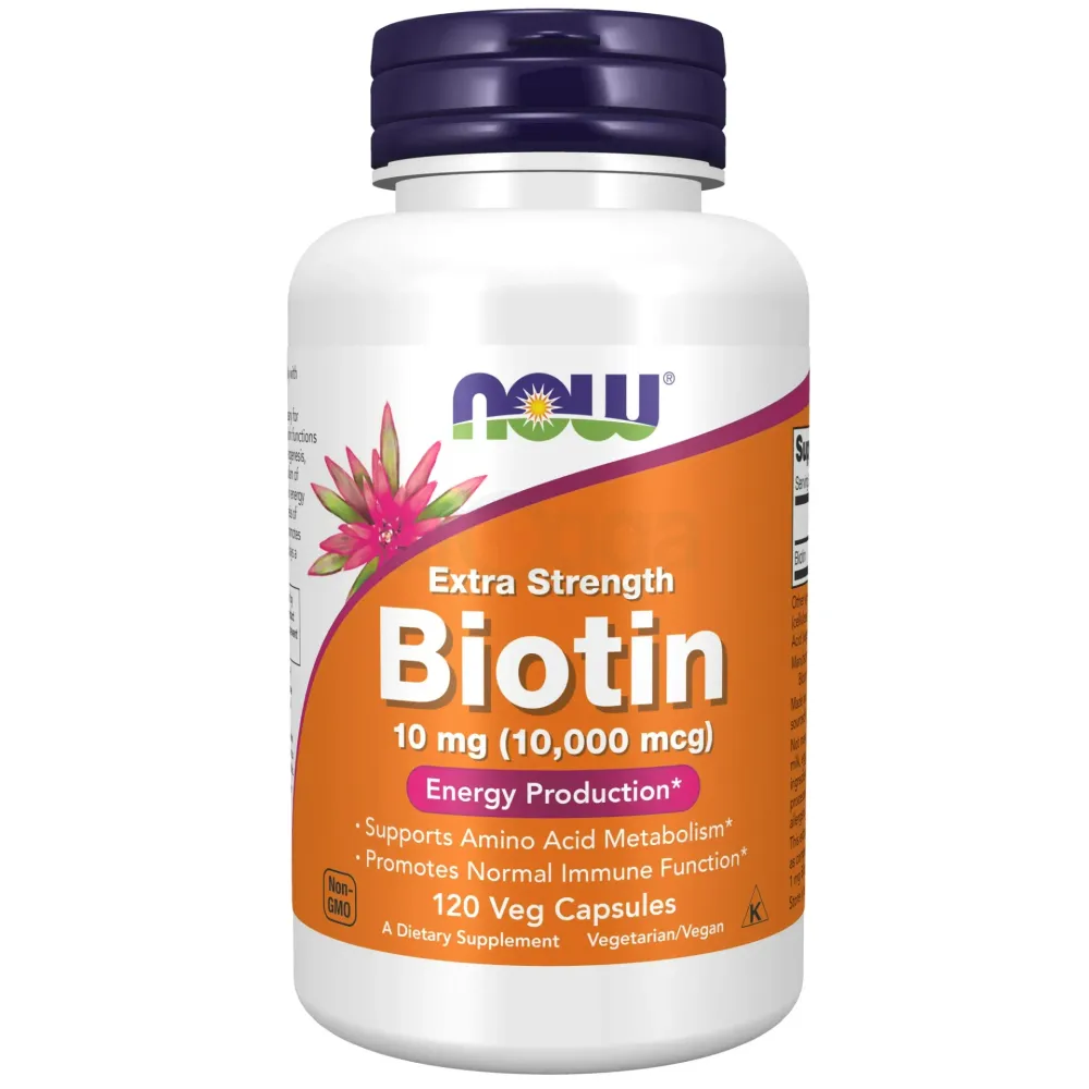 NOW Supplements, Biotin 10mg (10,000 mcg), Extra Strength, Energy Production*, 120 Caps  