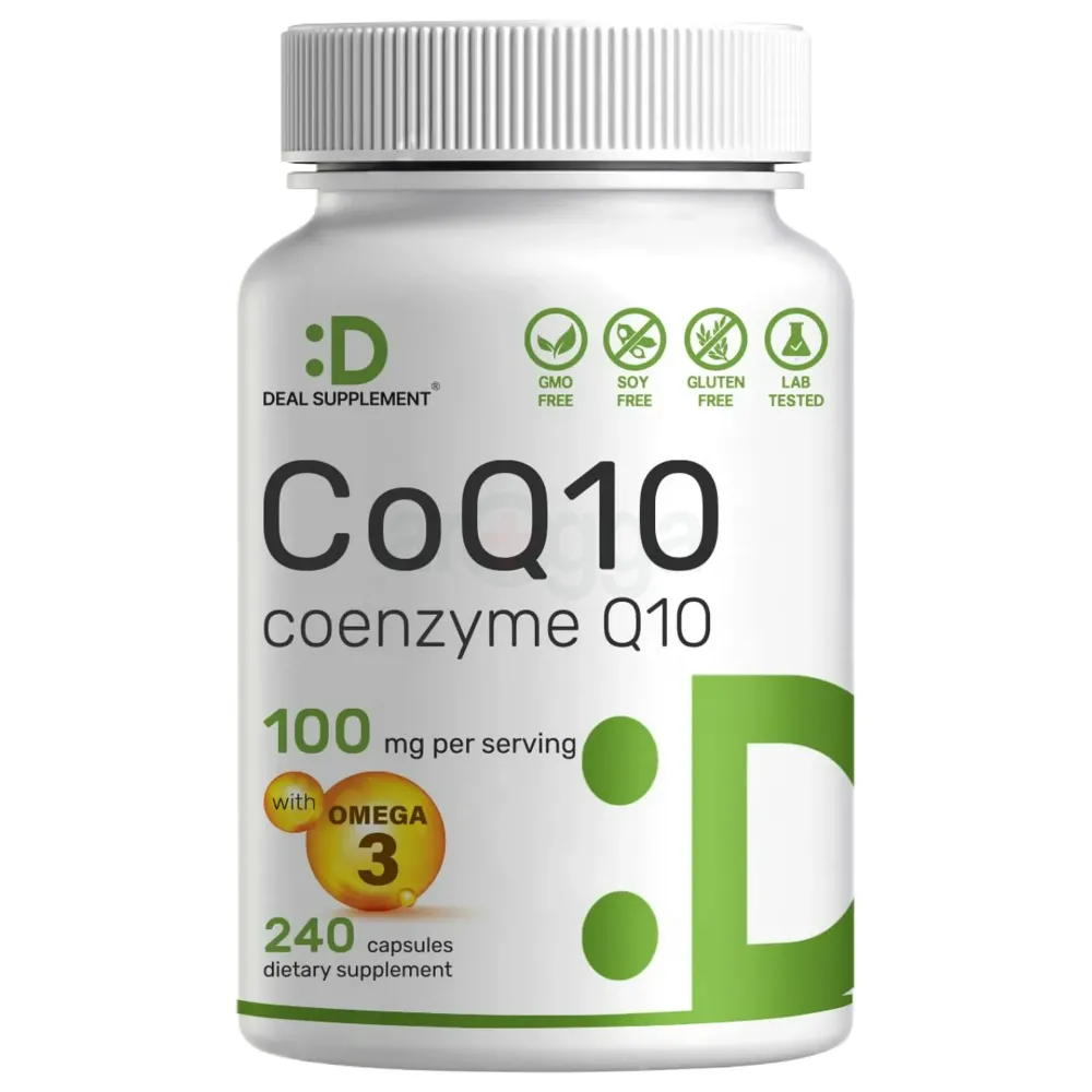 Deal Supplement CoQ10 100mg, with Omega 3 Fatty Acid 240 Capsules    