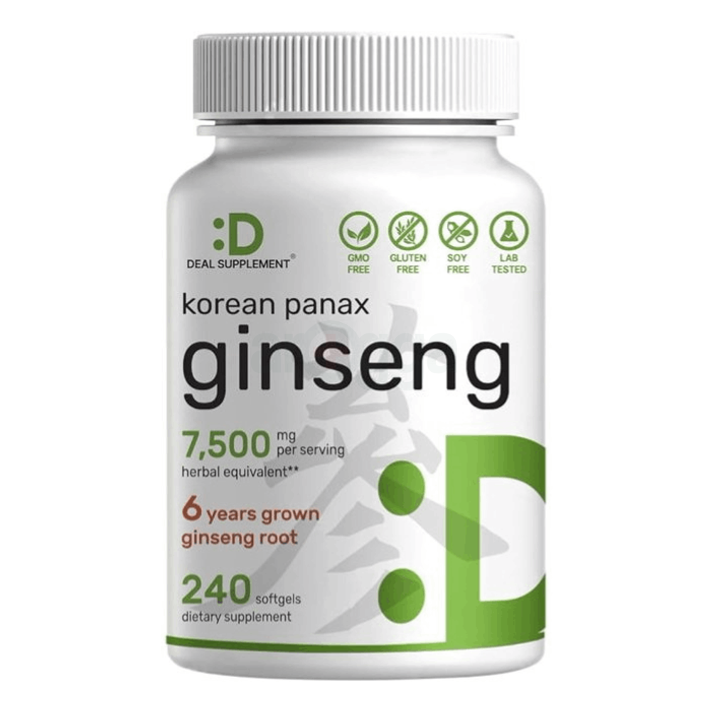 Deal Supplement Korean Red Panax Ginseng Root Extract, 7500mg Per Serving, 240 Softgels  