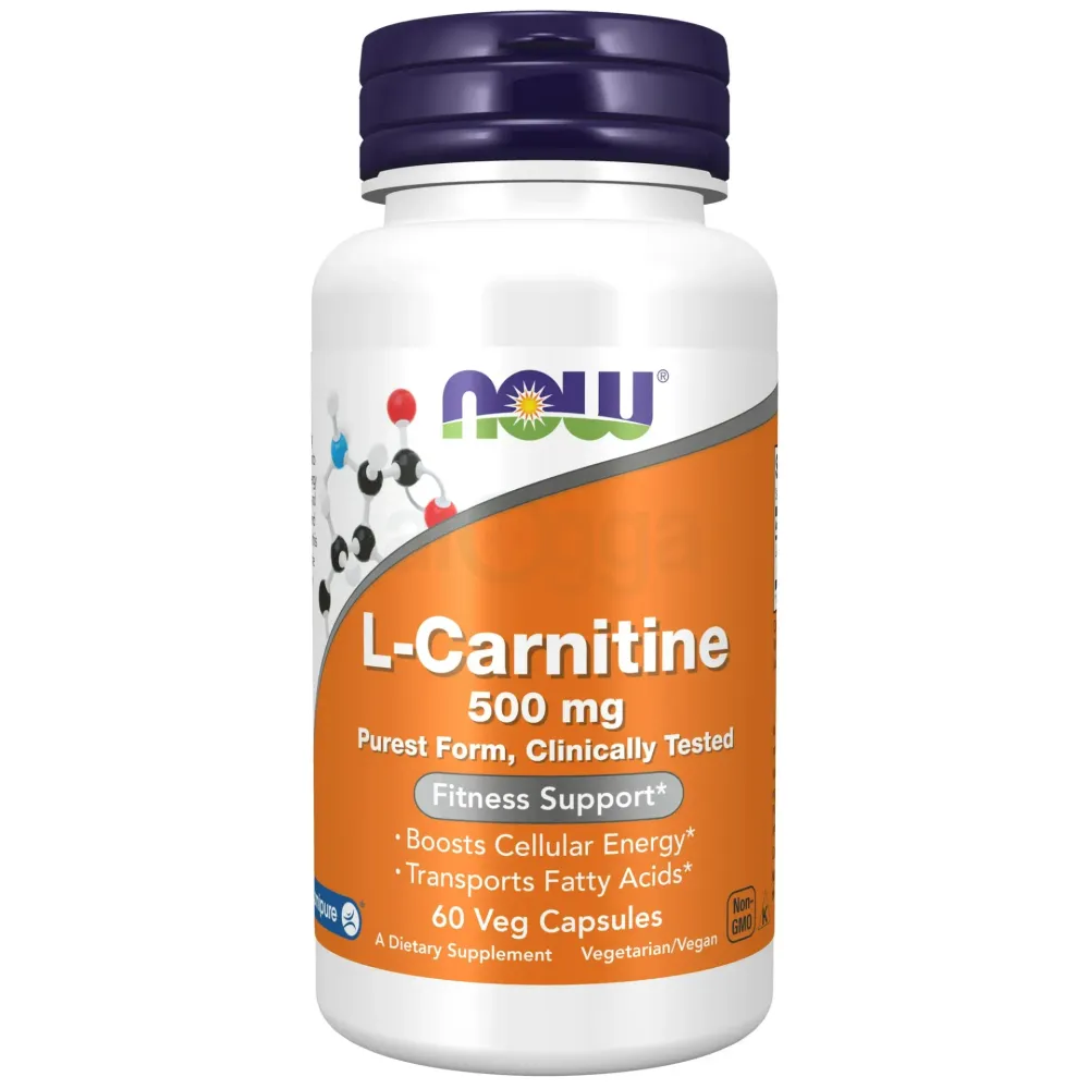 NOW Supplements, L-Carnitine 500mg, Purest Form, Amino Acid, Fitness Support*, 60 Veg Capsules  