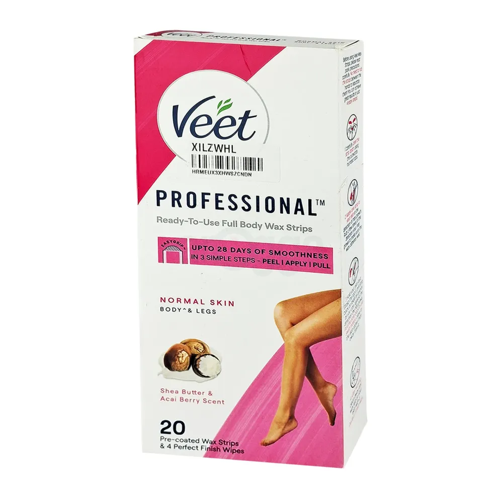 Veet Professional 20pcs Wax Strips with Shea Butter & Acal Berry Scent for Normal Skin  