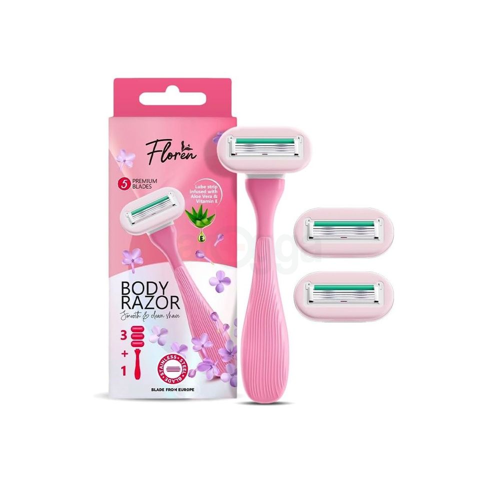 Floren Super Smooth 5 Blades Body Razor for Women with 3 Cartridges  