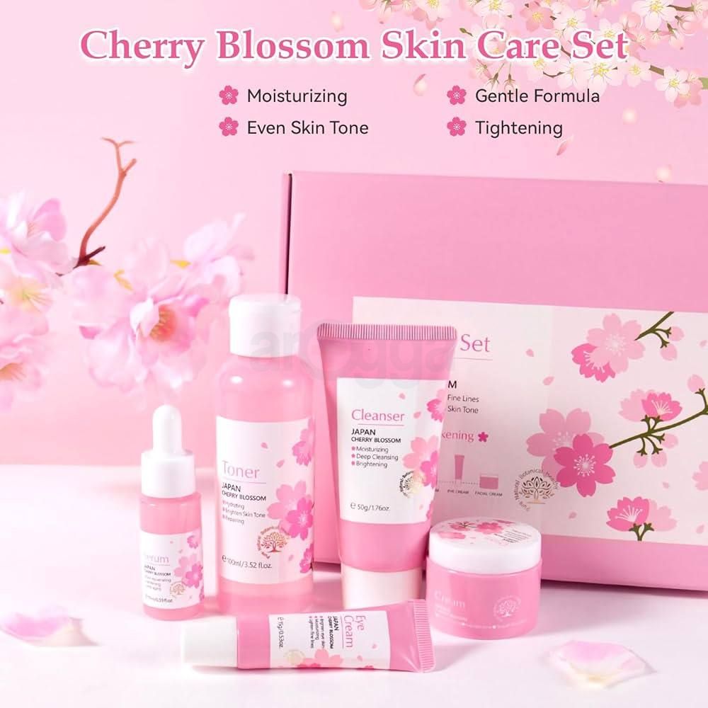 Fenyi Japan Cherry Blossom Skincare Set- Spring Awakening (Cleanser, Toner, Serum, Eye Cream, Facial Cream)  