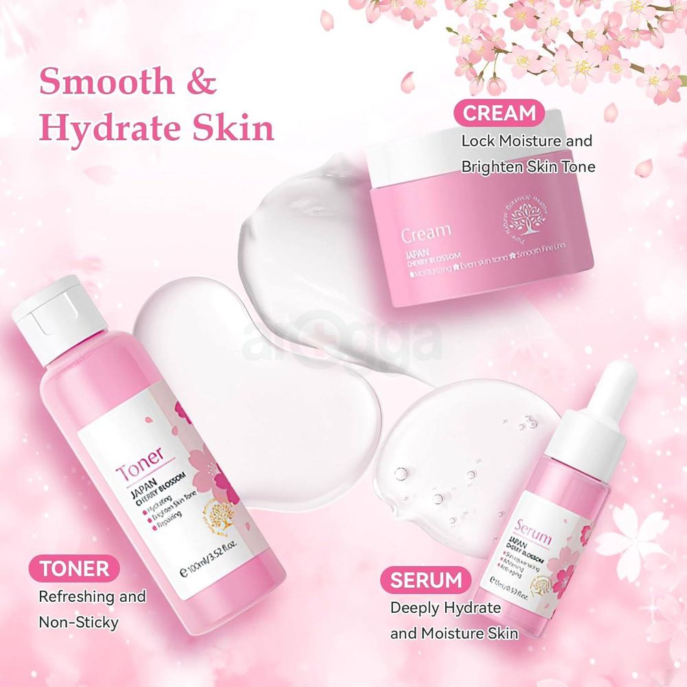 Fenyi Japan Cherry Blossom Skincare Set- Spring Awakening (Cleanser, Toner, Serum, Eye Cream, Facial Cream)  