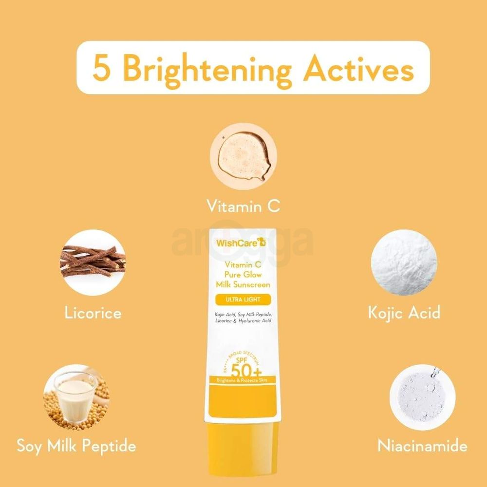 Wishcare Vitamin C Pure Glow Milk Sunscreen Ultra Light SPF 50+ PA++++ 50g  