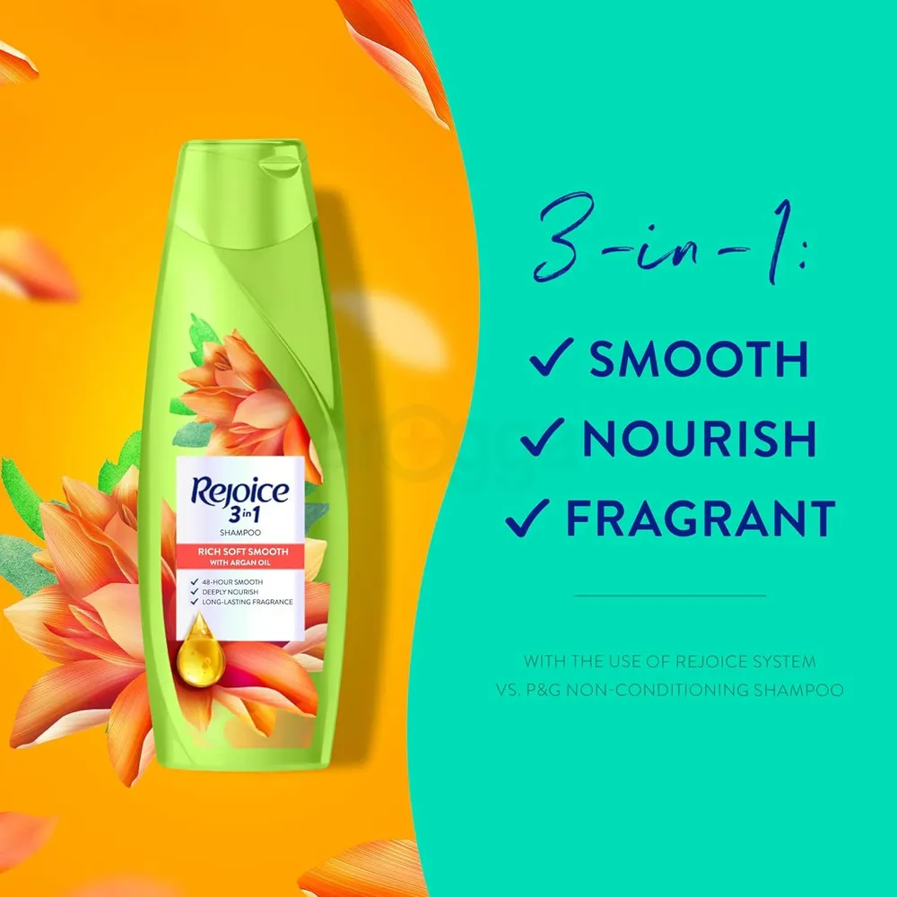Rejoice 3 in 1 Rich Smooth Shampoo with Argan Oil  