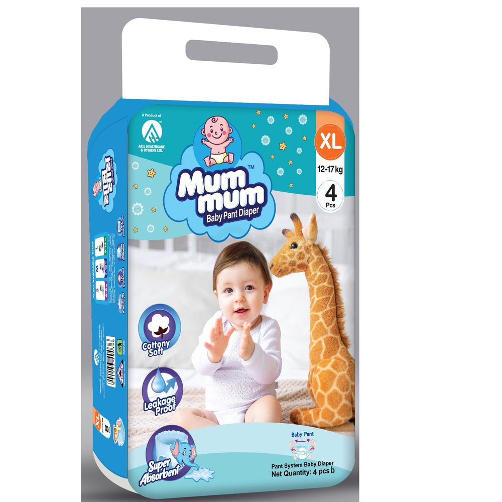 Mum Mum Baby Pant Diaper 4 Pcs XL (12-17kg)  