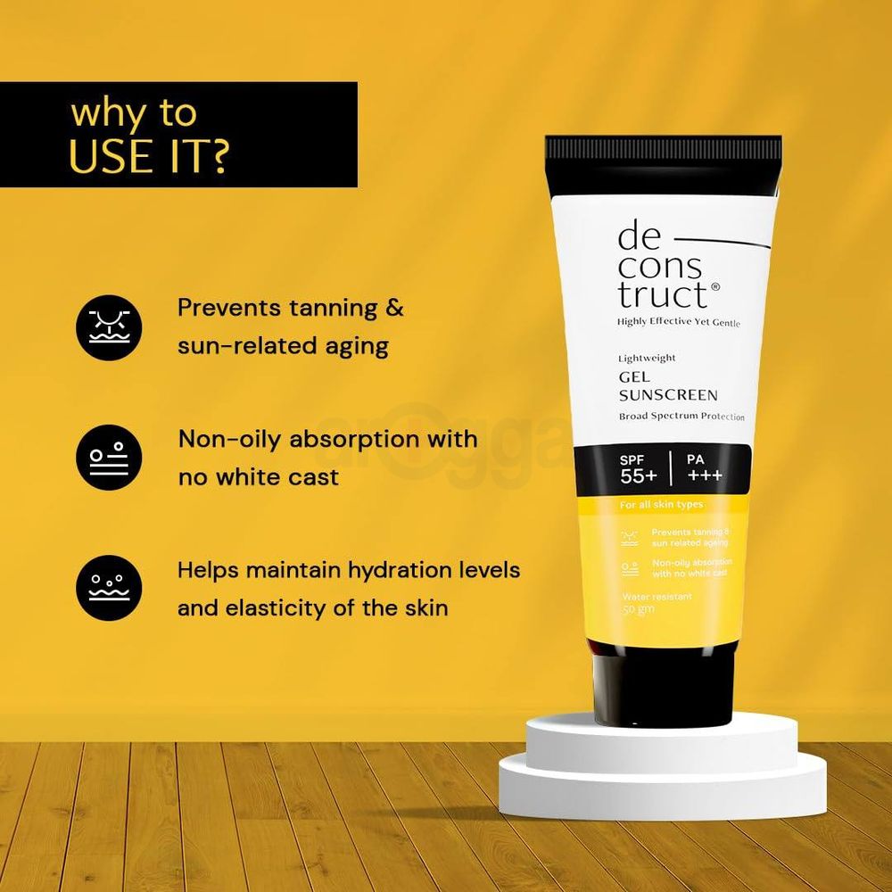Deconstruct Lightweight Gel Water Resistant Sunscreen for Oily Skin SPF 55+ PA+++  