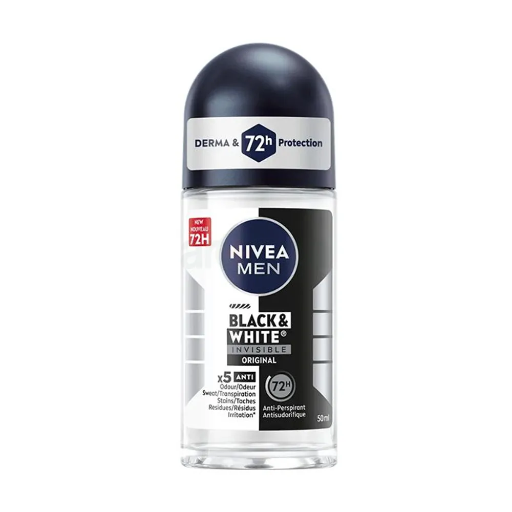 Nivea Men 5in1 Black & White Invisible Original Fresh 48H Anti-Perspirant Deodorant Roll-on 50ml  