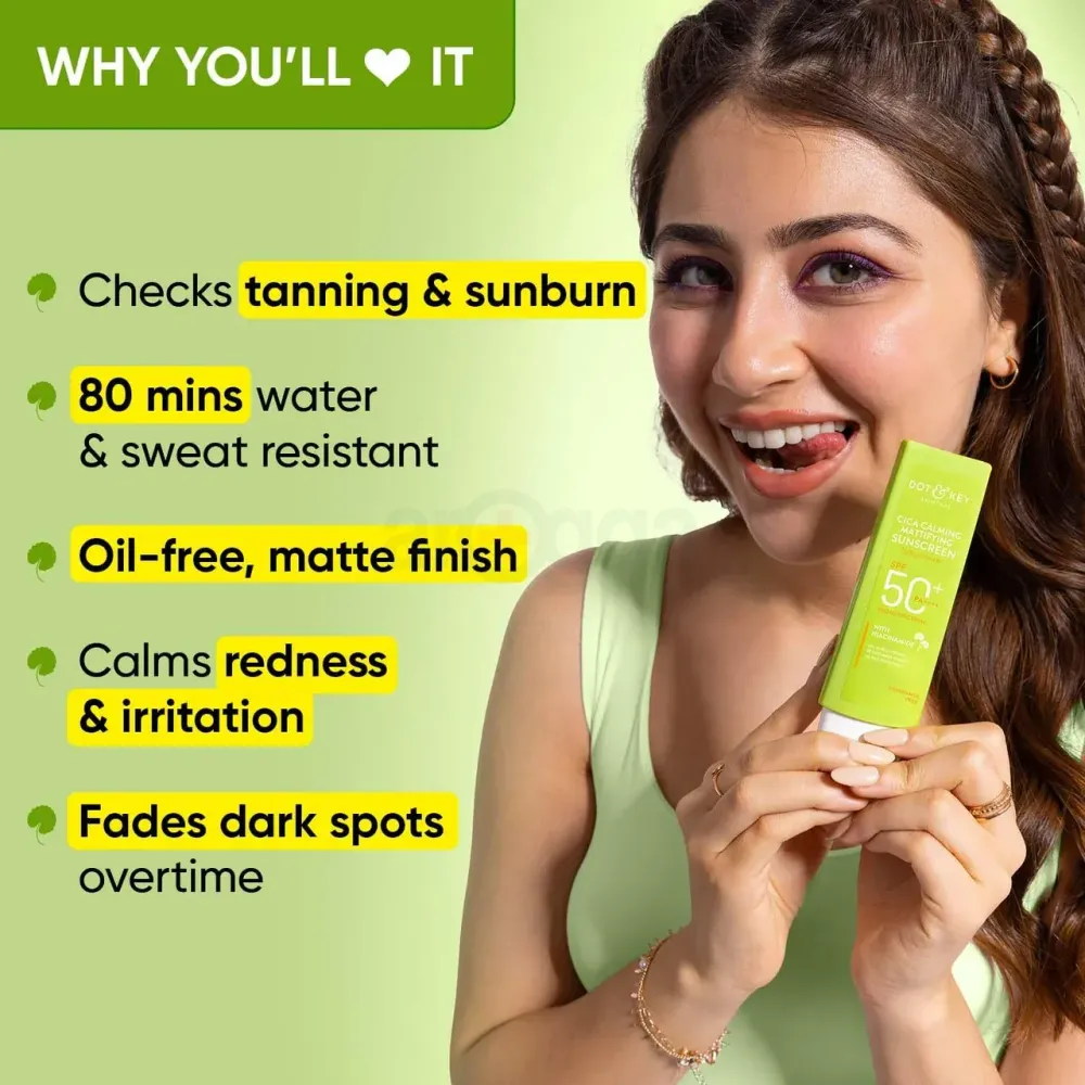 Dot and Key Cica Calming Mattifying Sunscreen SPF 50+ PA++++ with Niacinamide 50gm  