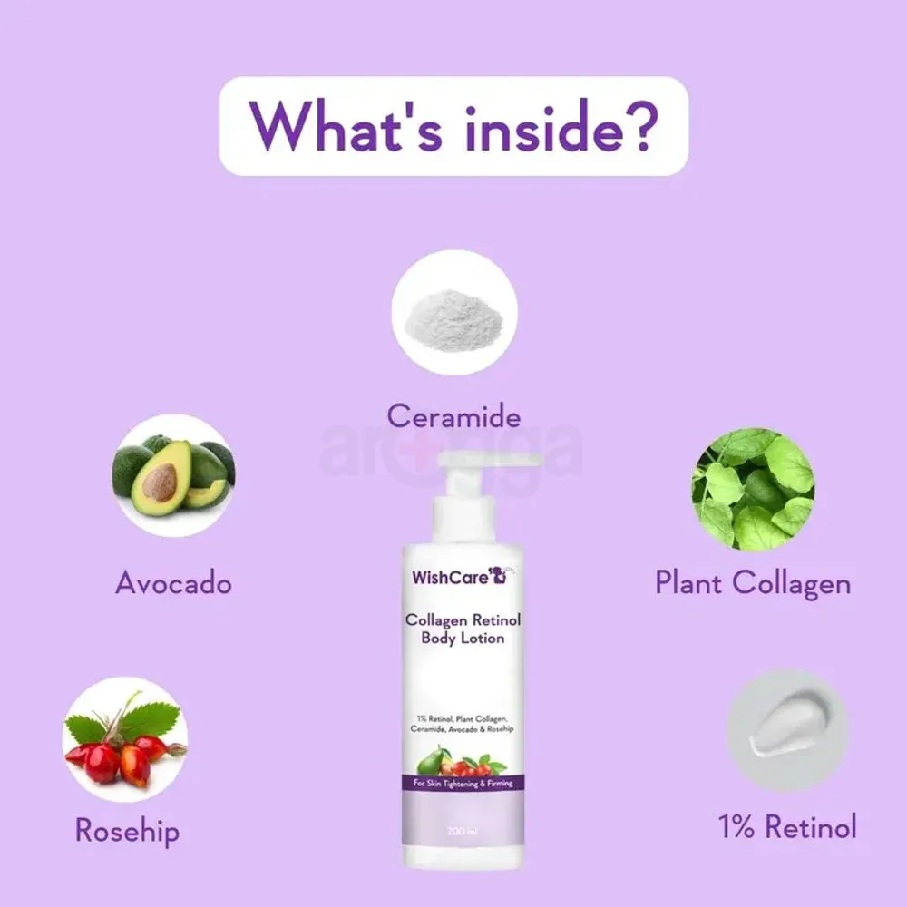WishCare Collagen Retinol Body Lotion with 1% Retinol,Plant Collagen,Ceramide,Avocado and Rosehip for Skin Tightening and Firming  