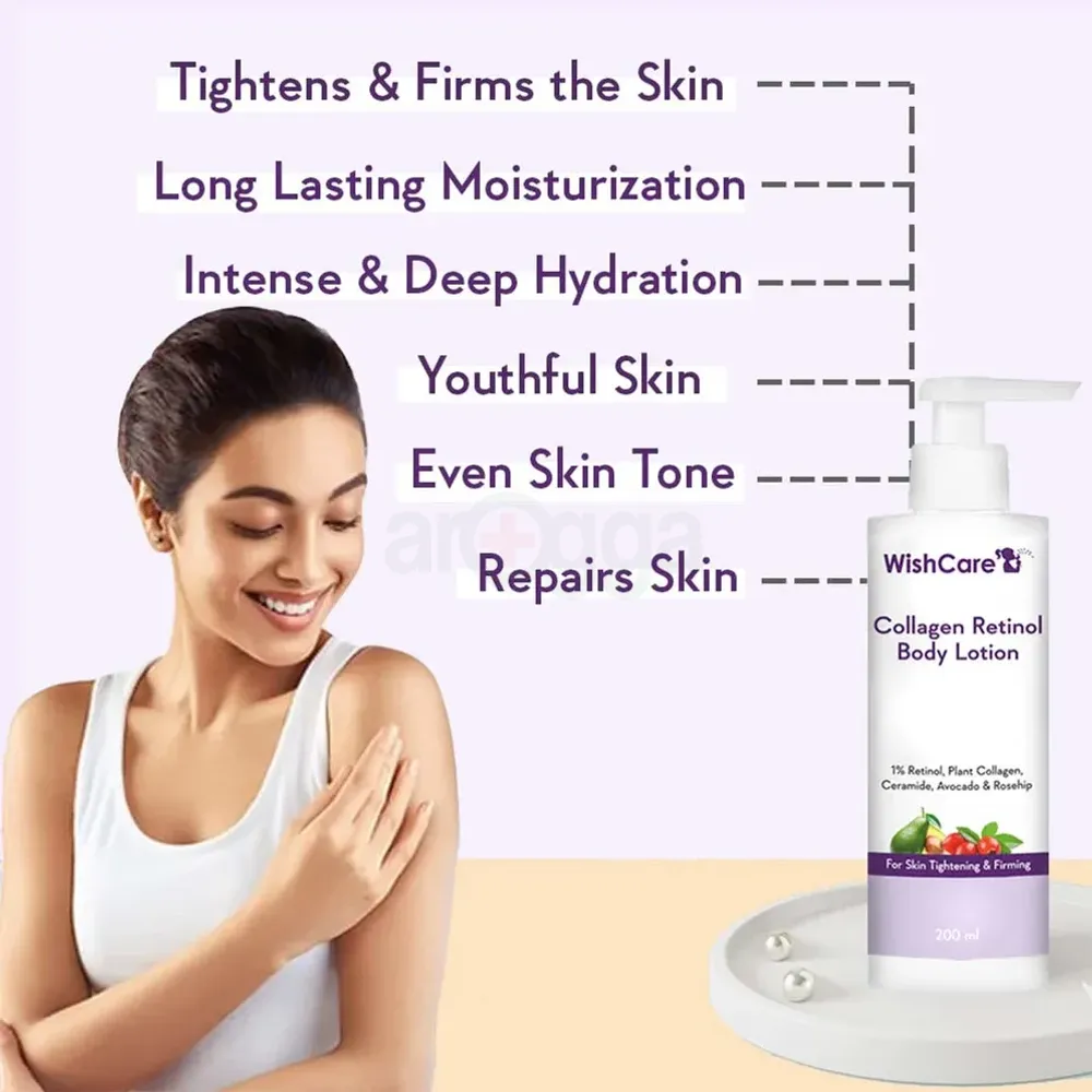 WishCare Collagen Retinol Body Lotion with 1% Retinol,Plant Collagen,Ceramide,Avocado and Rosehip for Skin Tightening and Firming  