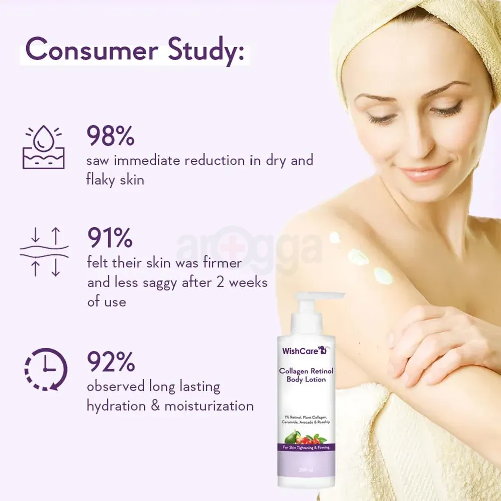 WishCare Collagen Retinol Body Lotion with 1% Retinol,Plant Collagen,Ceramide,Avocado and Rosehip for Skin Tightening and Firming  