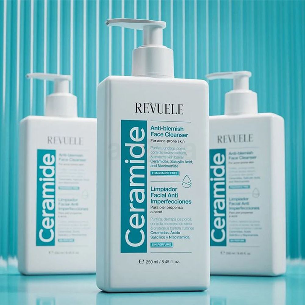Revuele Ceramide Anti Blemish Face Cleanser with Ceramides, Salicylic Acid & Niacinamide for Acne Prone Skin  