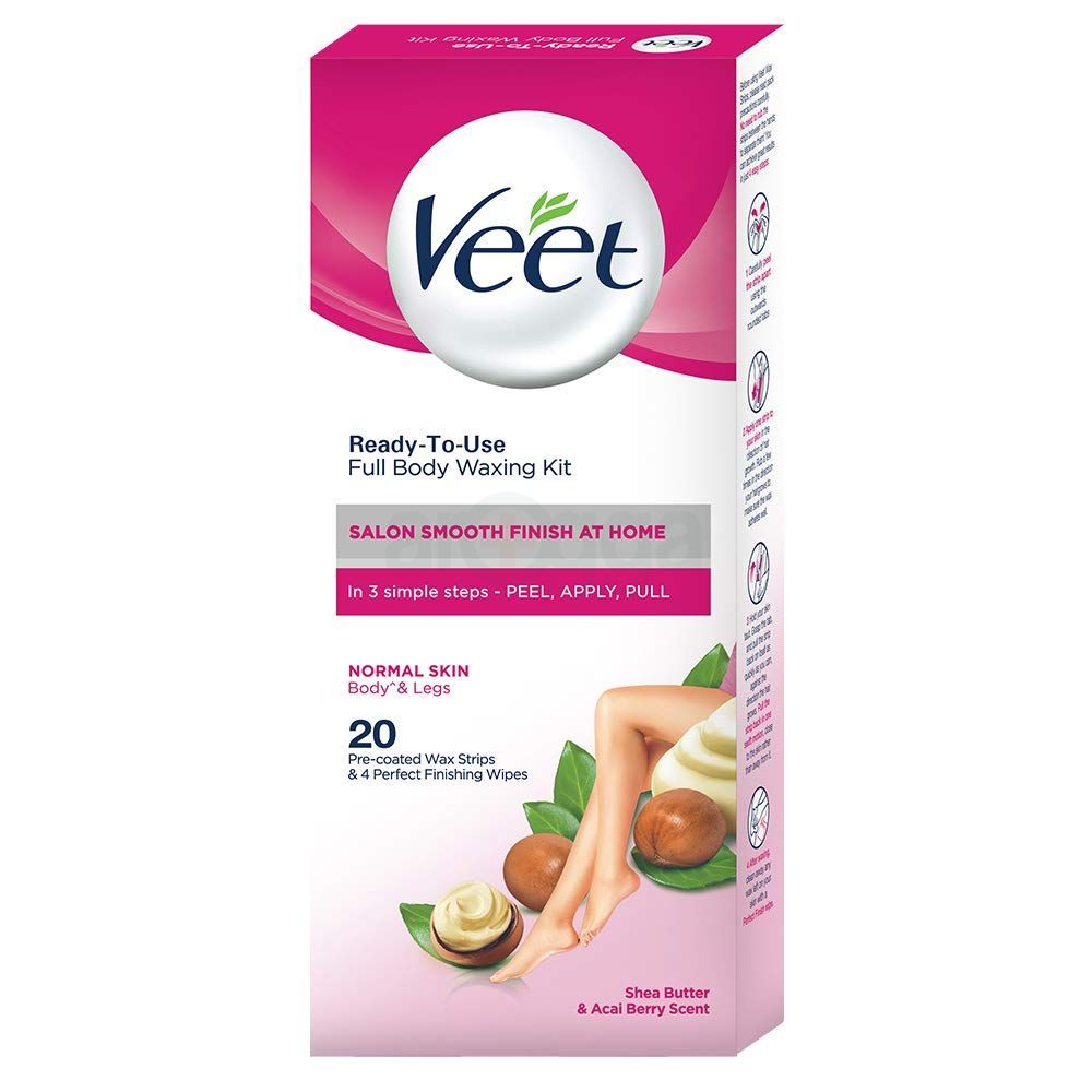 Veet Ready to Use Salon Smooth Full Body Wax Strips for Normal Skin - 20 Wax  