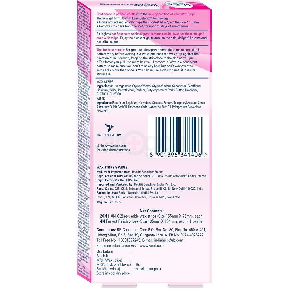 Veet Ready to Use Salon Smooth Full Body Wax Strips for Normal Skin - 20 Wax  