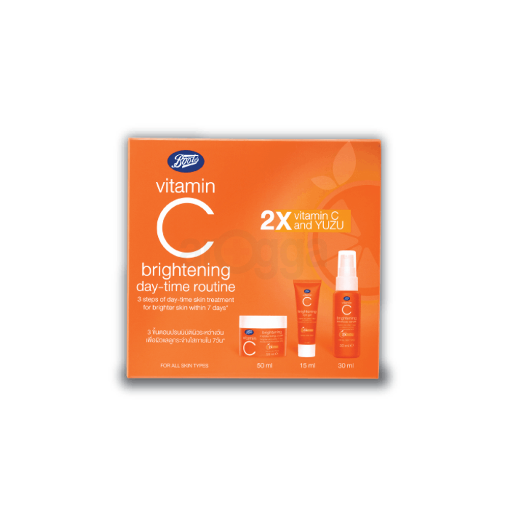 Boots Vitamin C Brightening Day Time Routine Set (Brightening Intensive Serum 30ml, Brightening Eye Gel 15ml & Brightening Moisturising Cream 50ml)  