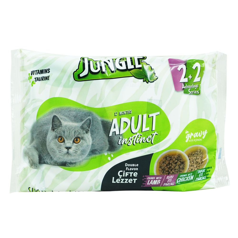 Jungle Adult Pouch 4pc Combo Lamb & Chicken 4×100gm   