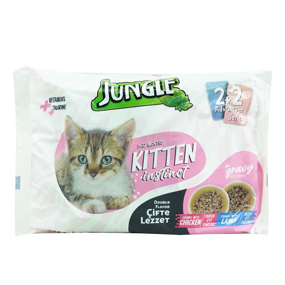 Jungle Kitten Pouch 4pc Combo Chicken & Lamb 4×100gm   