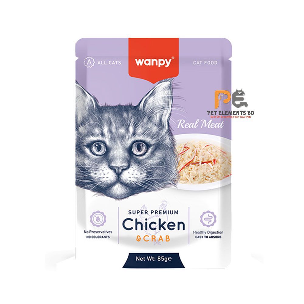 Wanpy Cat Pouch Super Premium Chicken & Crab 85g  