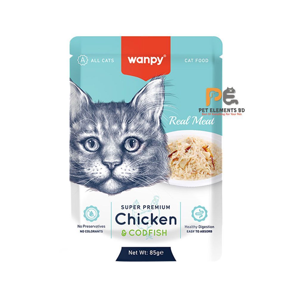 Wanpy Super Premium Cat Pouch Chicken & Cod Fish 85gm  