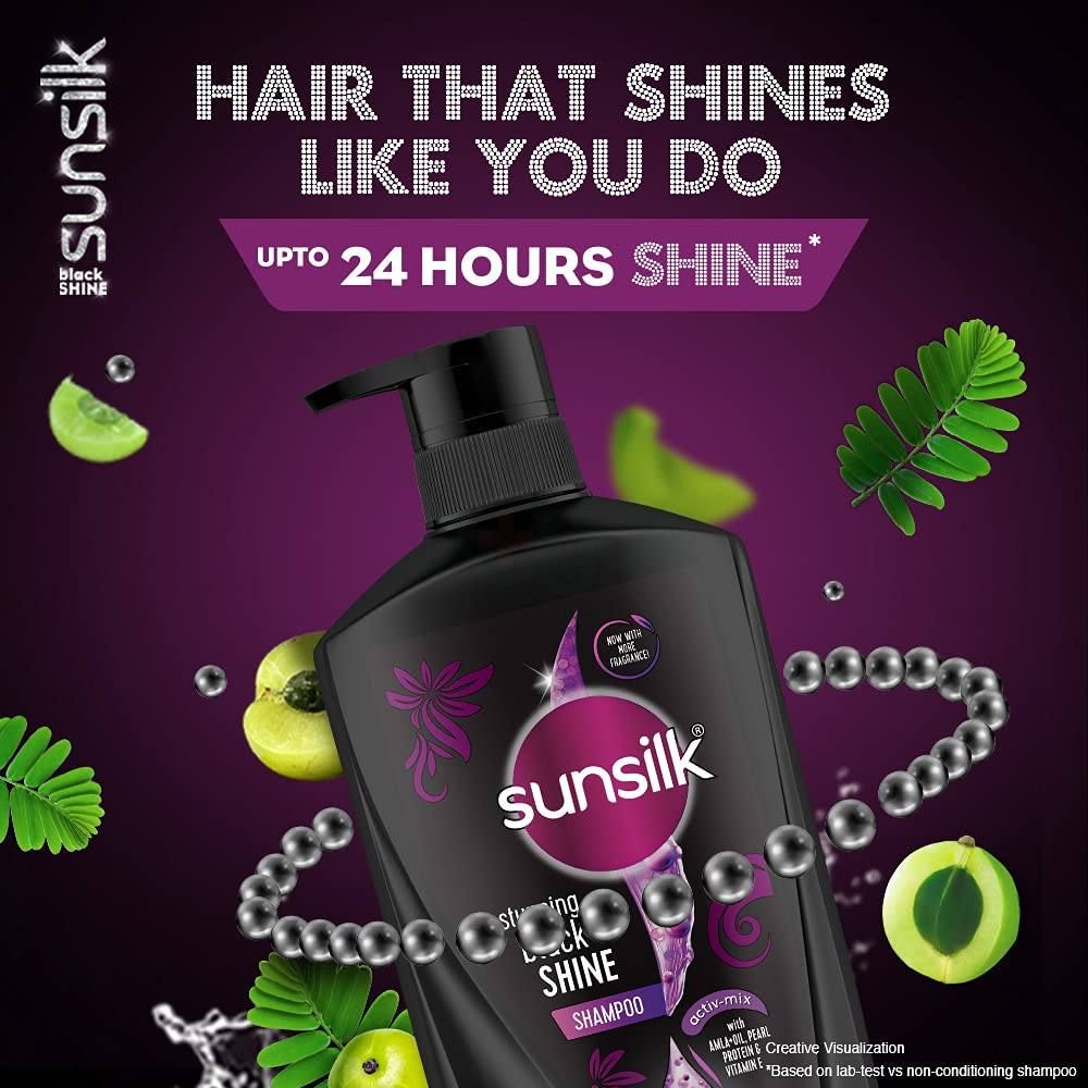 Sunsilk Stunning Black Shine Shampoo with Amla, Pearl, Protein & Vitamin E  