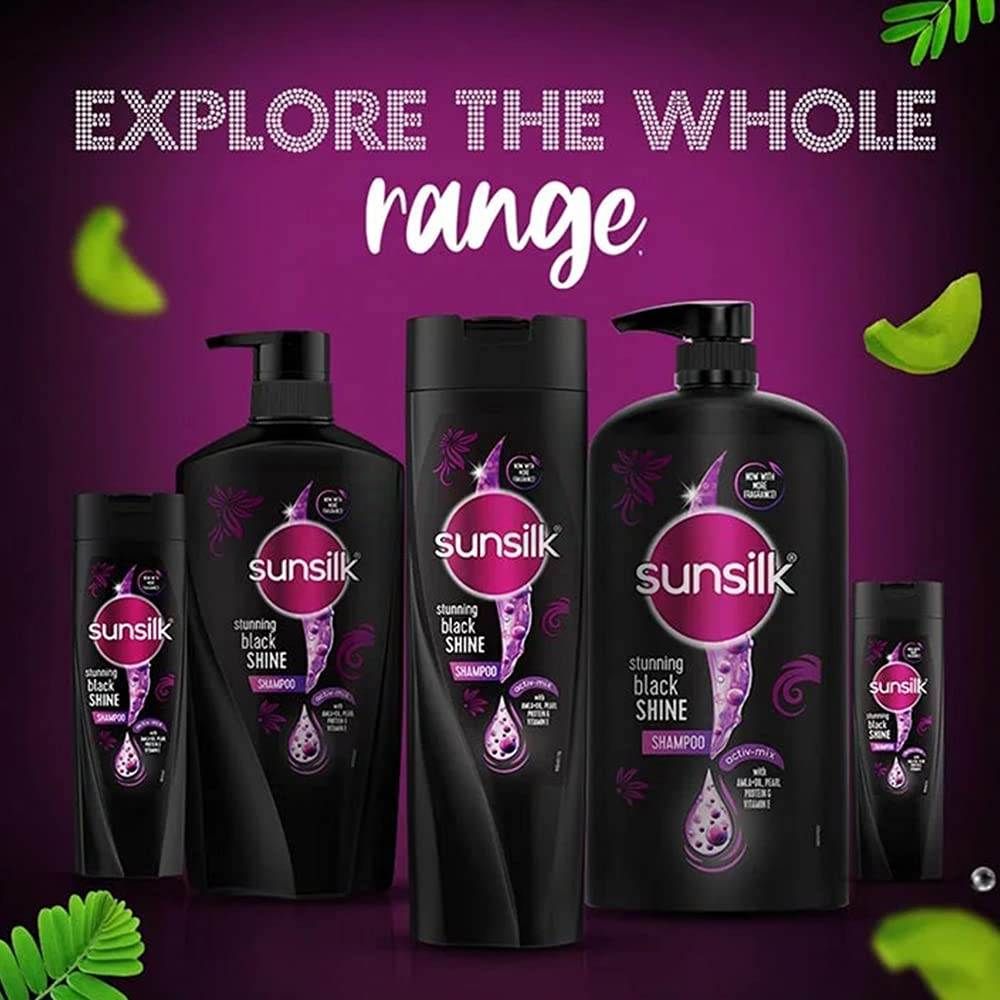 Sunsilk Stunning Black Shine Shampoo with Amla, Pearl, Protein & Vitamin E  