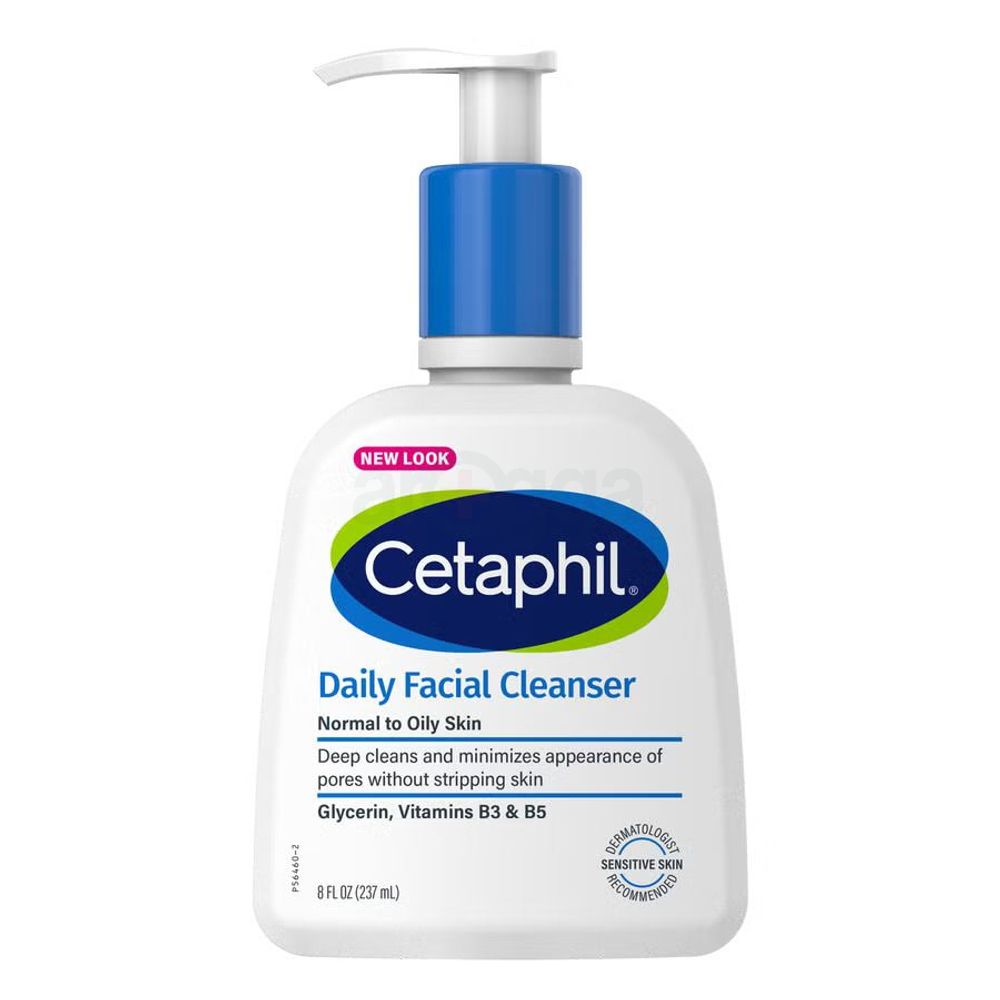 Cetaphil Daily Facial Cleanser for Normal to Oily Skin with Glycerin, Vitamins B3 & B5 237ml  
