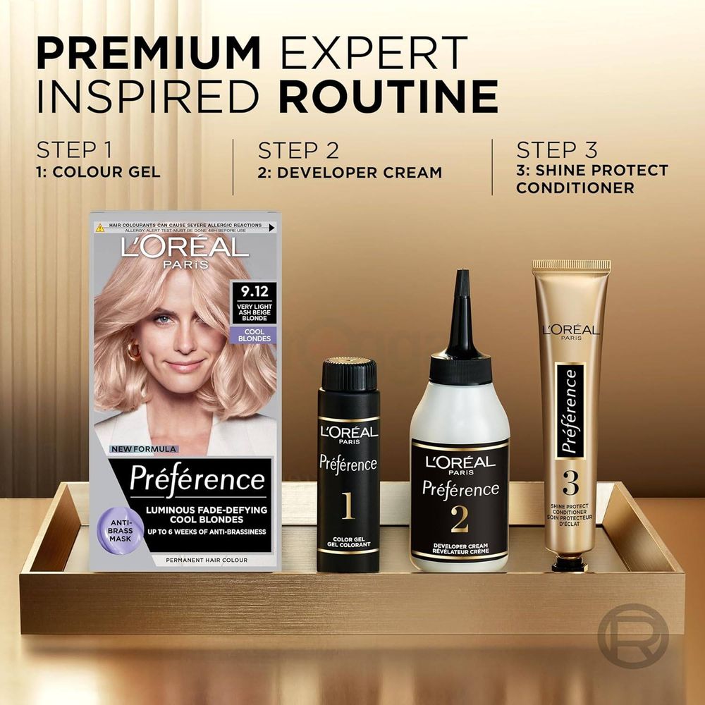 Loreal Paris Preference Hair Color - 9.12 Very Light Ash Beige Blonde  