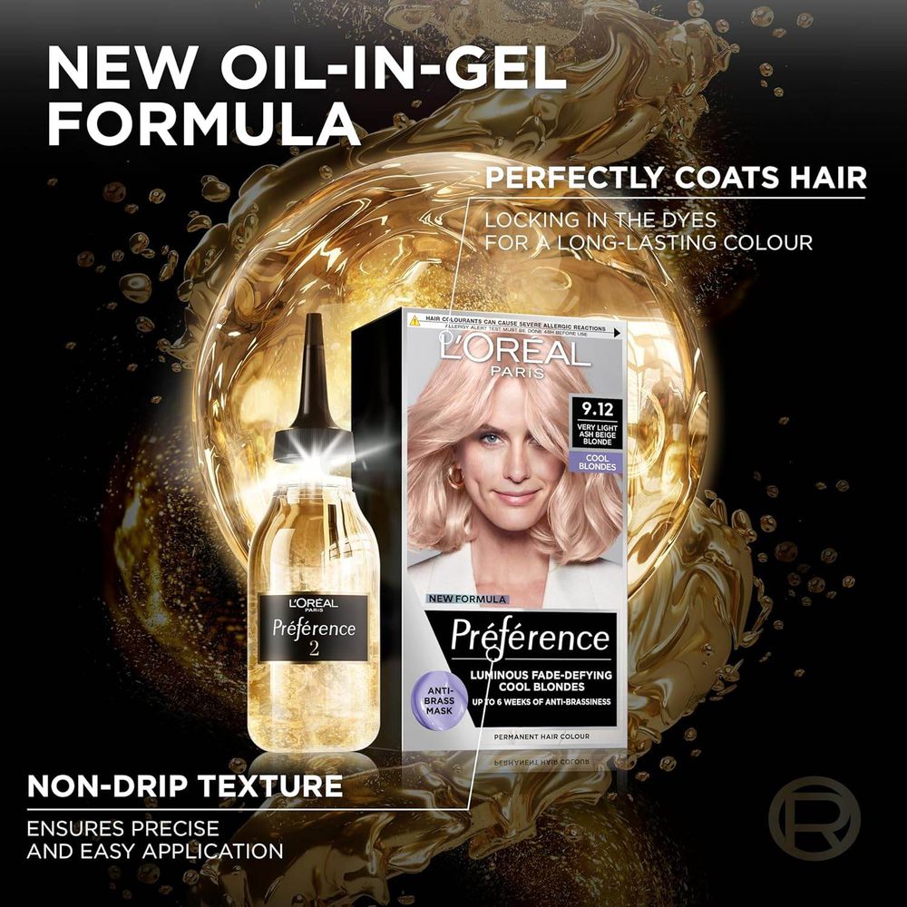 Loreal Paris Preference Hair Color - 9.12 Very Light Ash Beige Blonde  