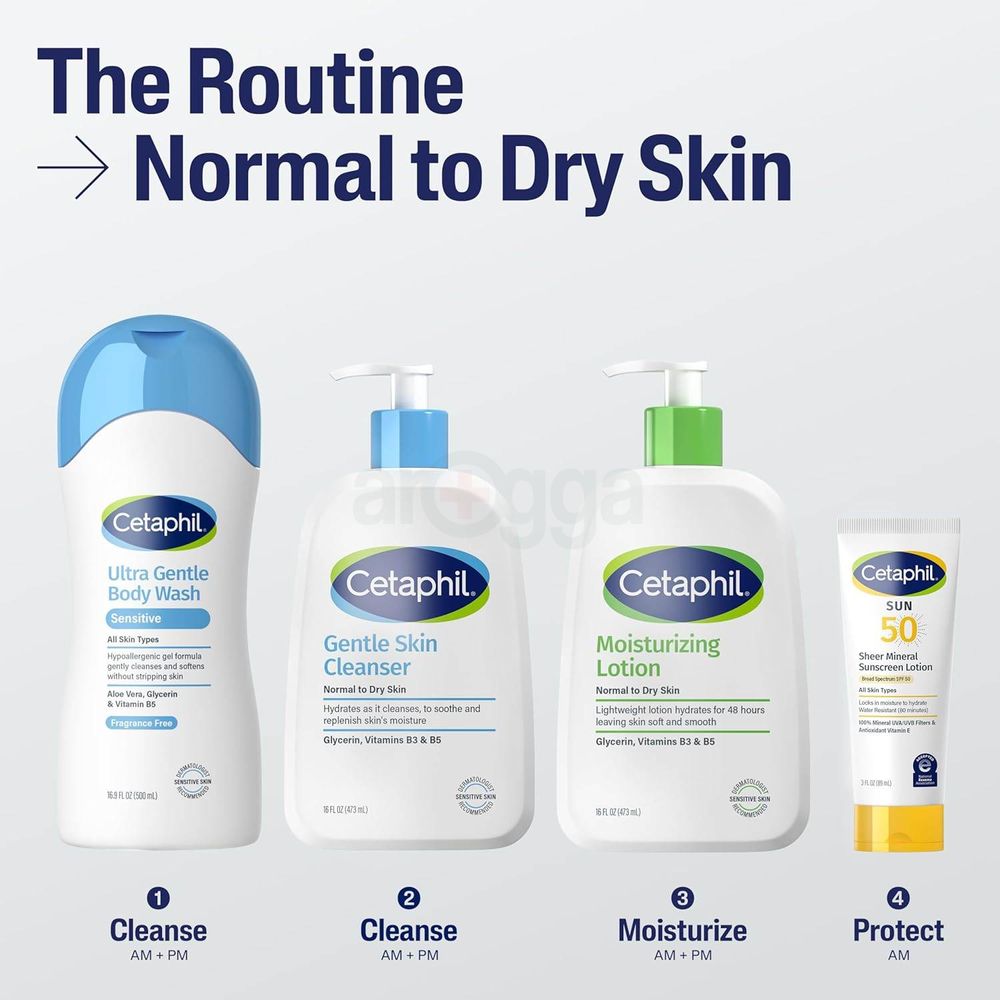 Cetaphil Moisturizing Lotion for Normal to Dry Skin with Glycerin, Vitamins B3 & B5 473ml  