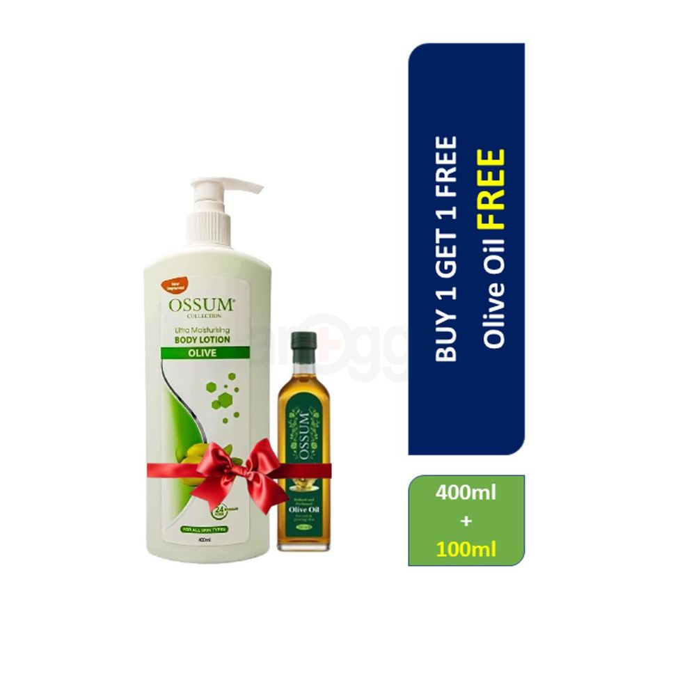 Buy 1 OSSUM Lotion Olive 400ml Get 1 OSSUM Perfumed Olive Oil 100ml Free  