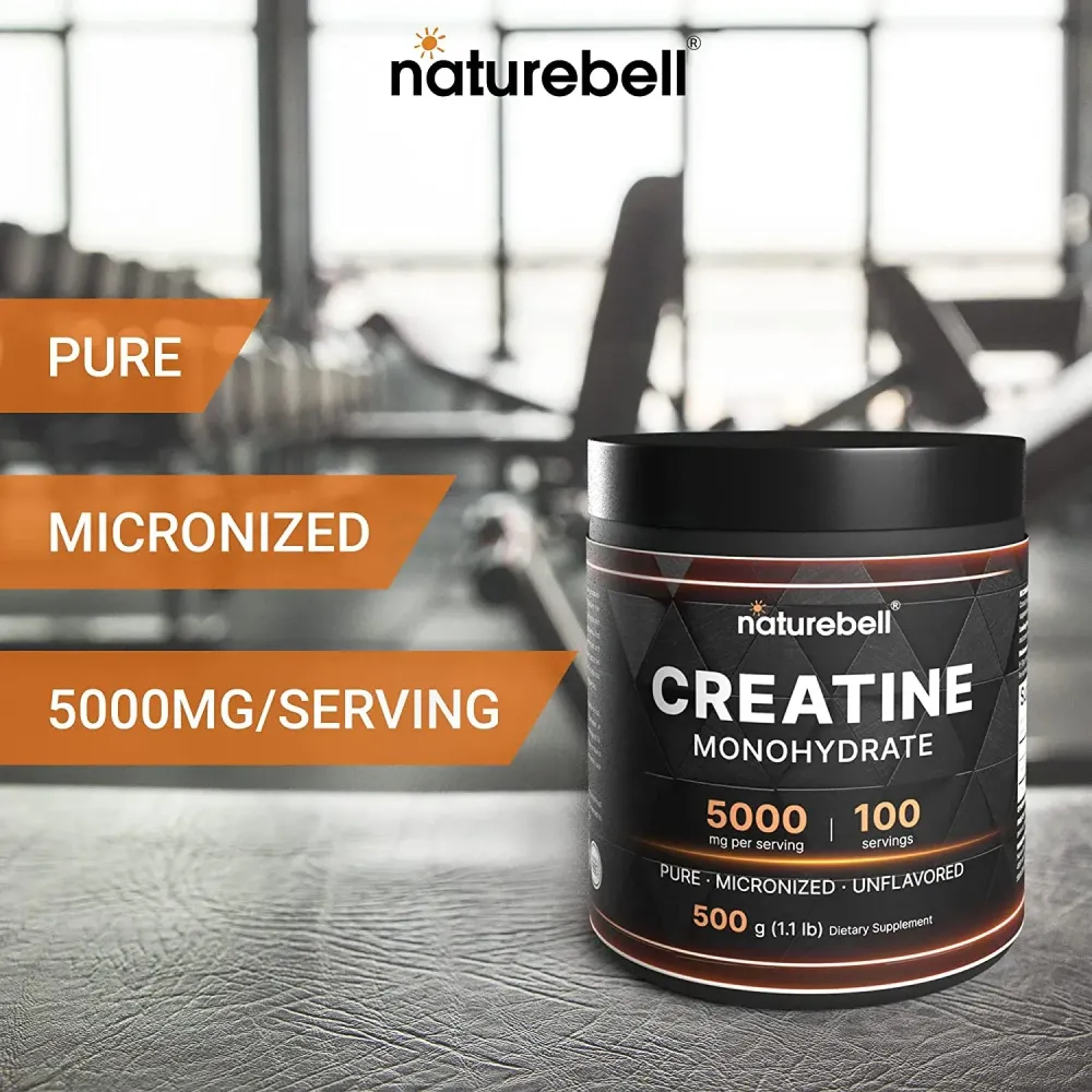 NatureBell Creatine Monohydrate Powder 500 Grams, 5000mg Per Serving  