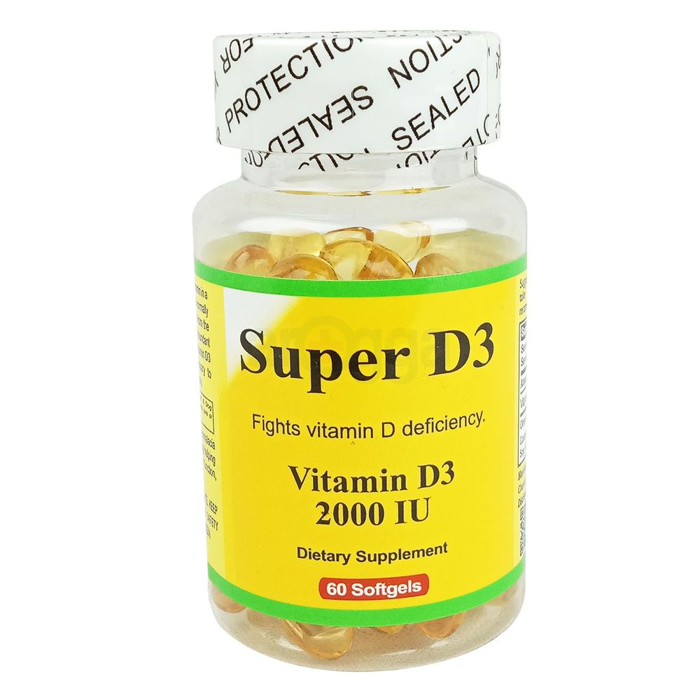 Super D3 Vitamin D3 2000 IU 60 Capsules 2000IU capsule